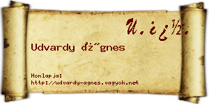 Udvardy Ágnes névjegykártya